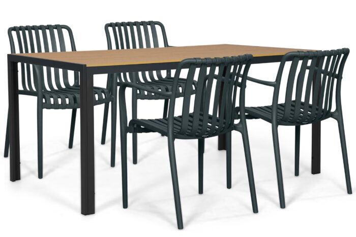 Domani Furniture Alba/Creta 160×90 cm dining tuinset 5-delig – Grijs-antraciet