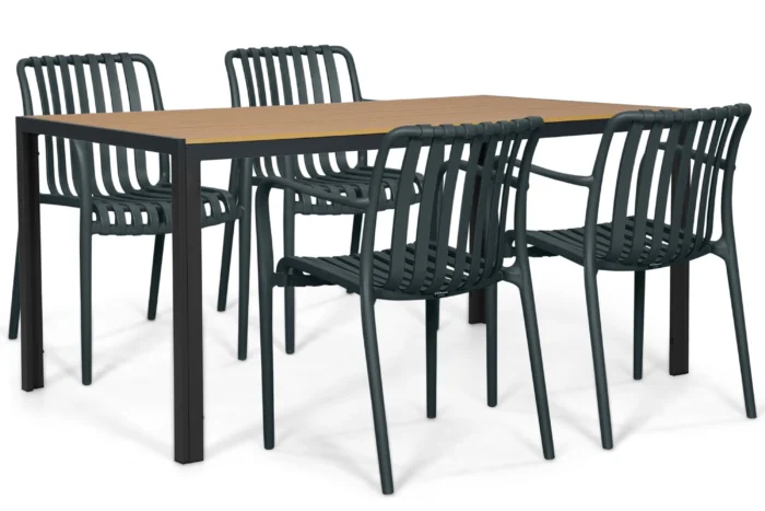 Domani Furniture Alba/Creta 160x90 cm dining tuinset 5-delig - Grijs-antraciet