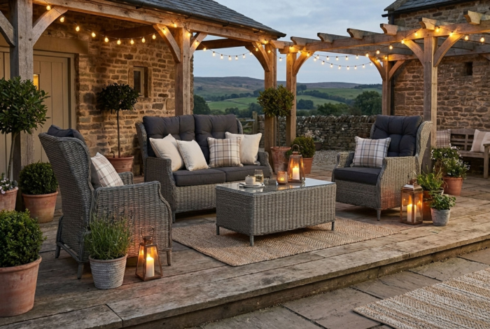 Garden Collections New Castle stoel-bank loungeset 4-delig – Grijs-antraciet