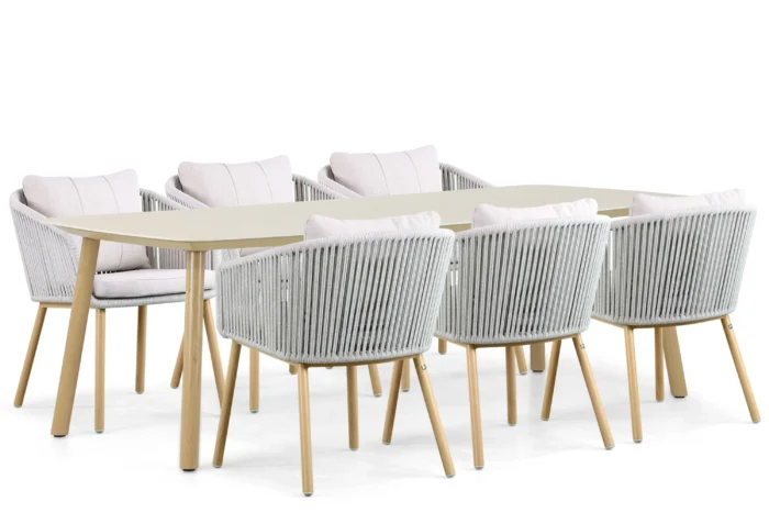Lifestyle Garden Furniture Bloom/Bloom 240 cm dining tuinset 7-delig - Grijs-antraciet