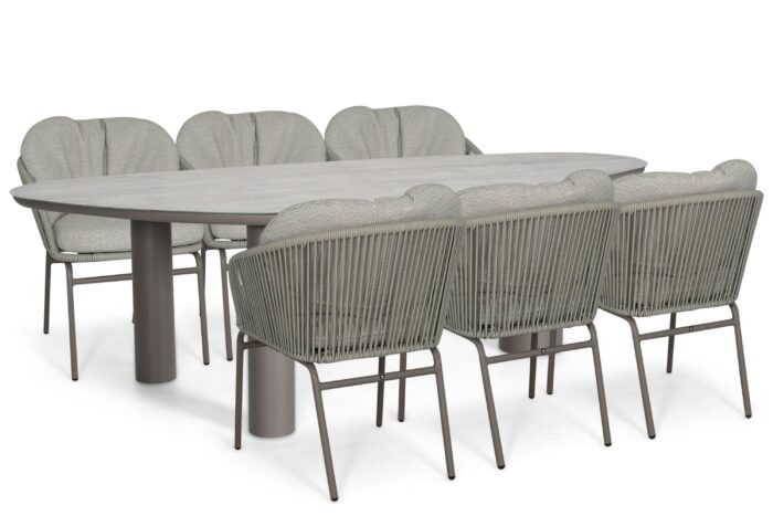 Coco Livo/Guave 240×120 cm dining tuinset 7-delig – Taupe-naturel-bruin