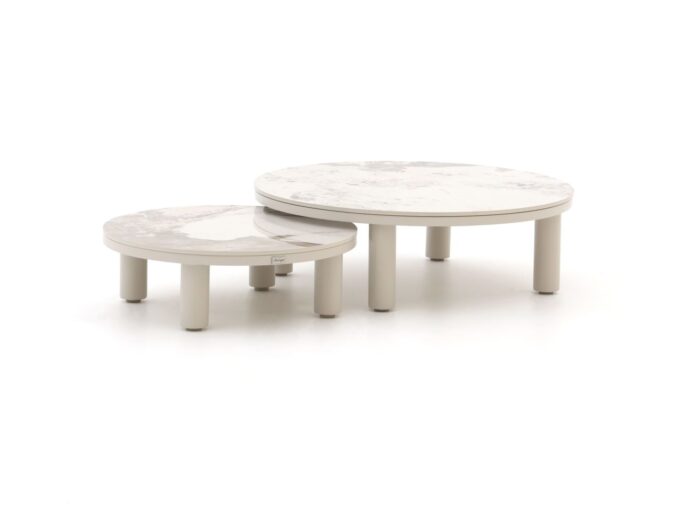 Bellagio tuinmeubelen Bellagio Sarsina lounge tuintafelset ø85cm(h:27cm)/ø65cm (h:21cm) Laagste prijsgarantie! – Taupe