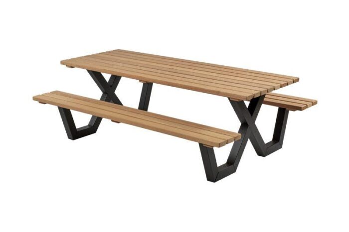 Talen buitenmeubelen Picknicktafel hardhout metalen frame 230×160 cm