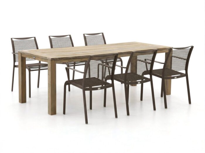 Apple Bee Hawaii/ROUGH-S 220cm dining tuinset 7-delig stapelbaar Laagste prijsgarantie! – Bruin