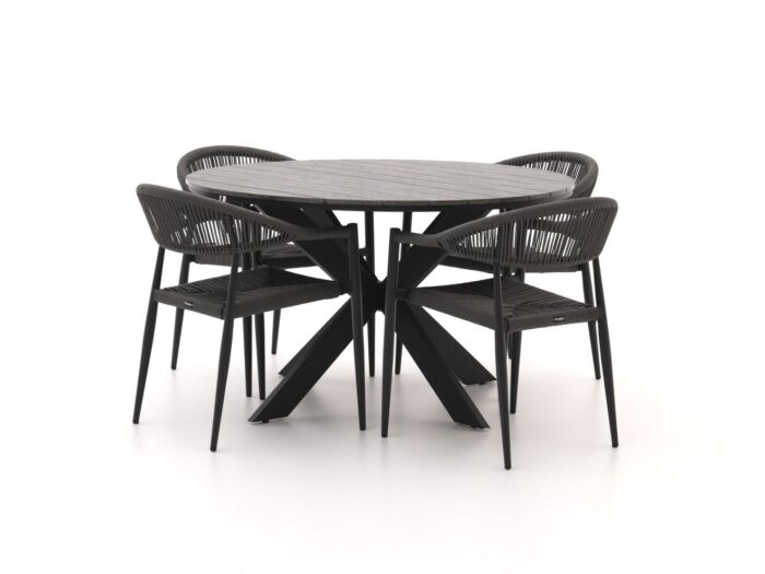 Manifesto Furniture Belpasso/Fidenza ø126cm dining tuinset 5-delig stapelbaar – Grijs