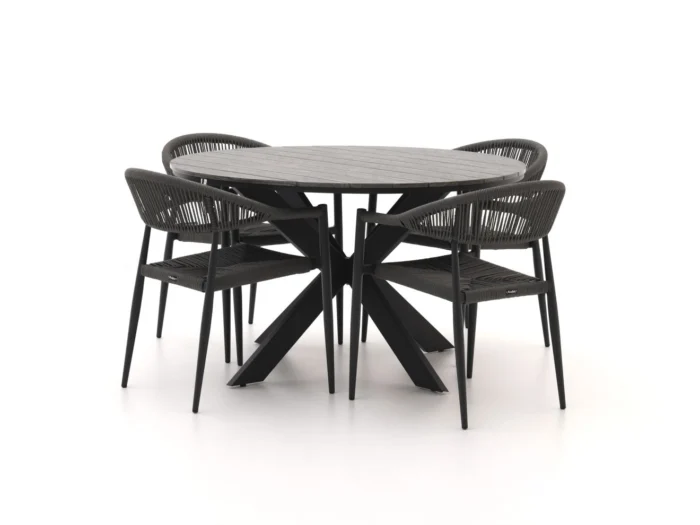 Manifesto Furniture Belpasso/Fidenza ø126cm dining tuinset 5-delig stapelbaar - Grijs