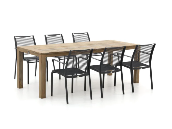 Apple Bee Hawaii/ROUGH-S 220cm dining tuinset 7-delig stapelbaar - Grijs