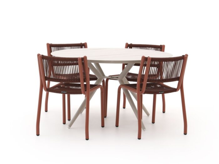 Manifesto Furniture Manifesto Misurina/Sora ø127cm dining tuinset 5-delig Laagste prijsgarantie! – Rood