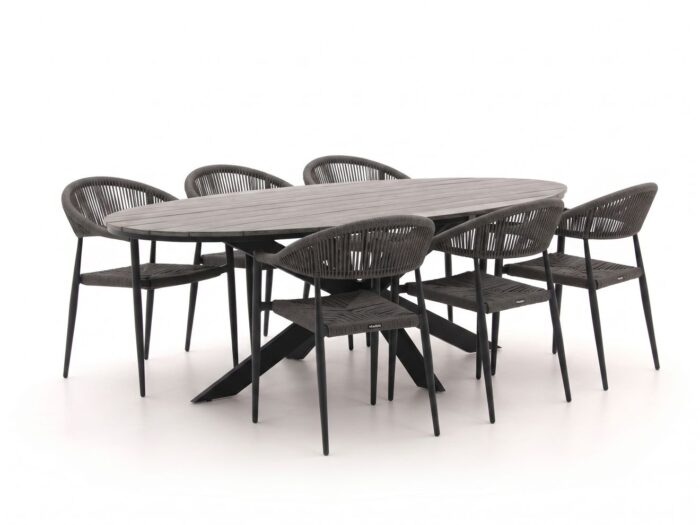 Manifesto Furniture Manifesto Belpasso/Fidenza ovaal 220cm dining tuinset 7-delig stapelbaar Laagste prijsgarantie!