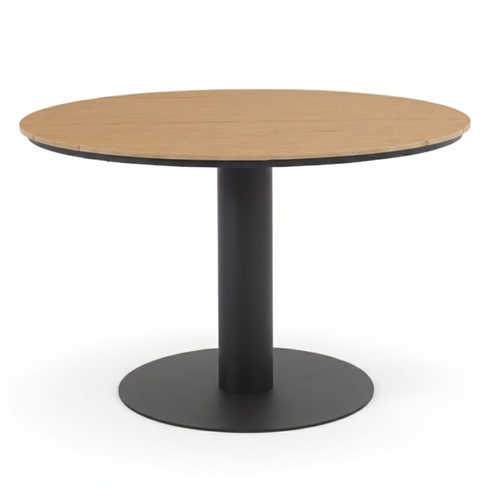 LUX outdoor living Panama dining tuintafel 4 personen | polywood + aluminium | Natural Wood/antraciet | 120cm rond