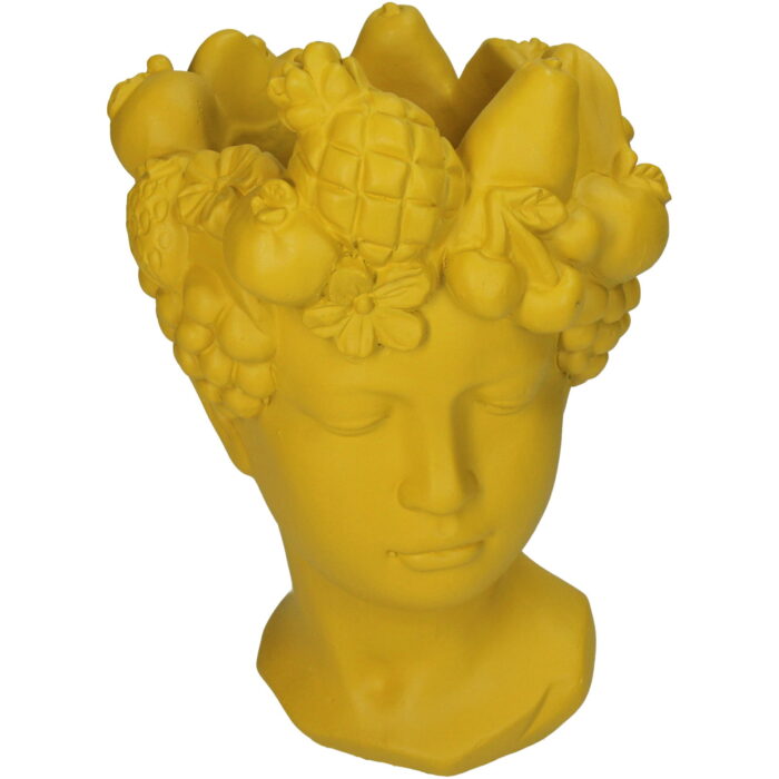 Hd collection Plantenbak Hoofd Fruit Beton Geel 17x16x25 cm