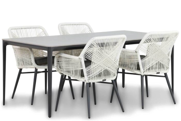 Lifestyle Garden Furniture Advance/Gianna 180 cm dining tuinset 5-delig – Wit