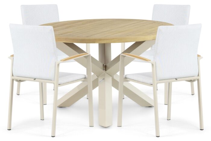 Lifestyle Garden Furniture Brandon/Rockville 120 cm dining tuinset 5-delig – Taupe-naturel-bruin