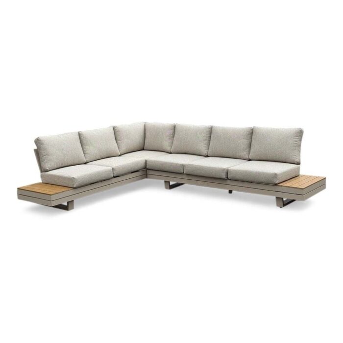 LUX outdoor living Vegas hoek loungeset-links 6 personen | aluminium + polywood | beige | 4-delig 311x230cm