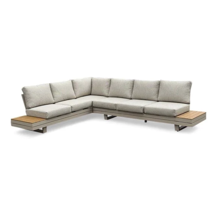 LUX outdoor living Vegas hoek loungeset-links 6 personen | aluminium + polywood | beige | 4-delig 311x230cm
