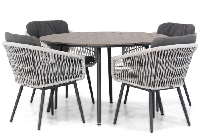 Lifestyle Garden Furniture Western/Matale 125 cm rond dining tuinset 5-delig – Wit