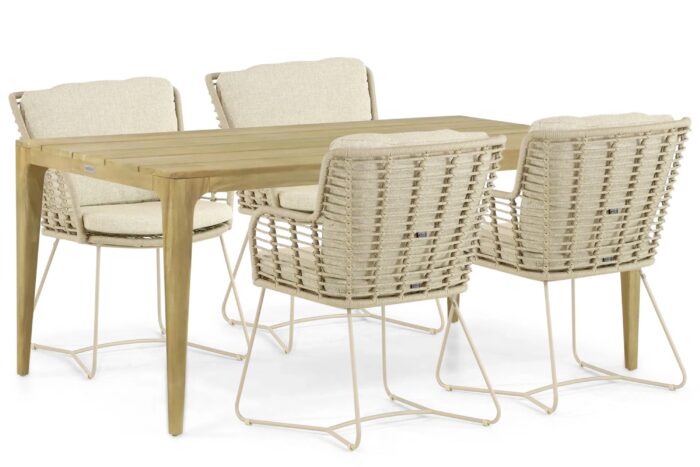 4 Seasons Outdoor Fabrice/Sentis 180 cm dining tuinset 5-delig – Taupe-naturel-bruin