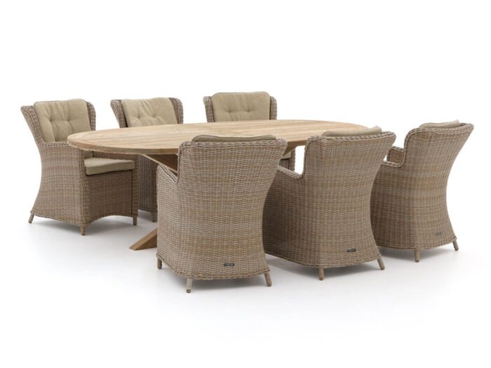 Intenso Furniture Milano/ROUGH-Y Ellips 240cm dining tuinset 7-delig – Taupe