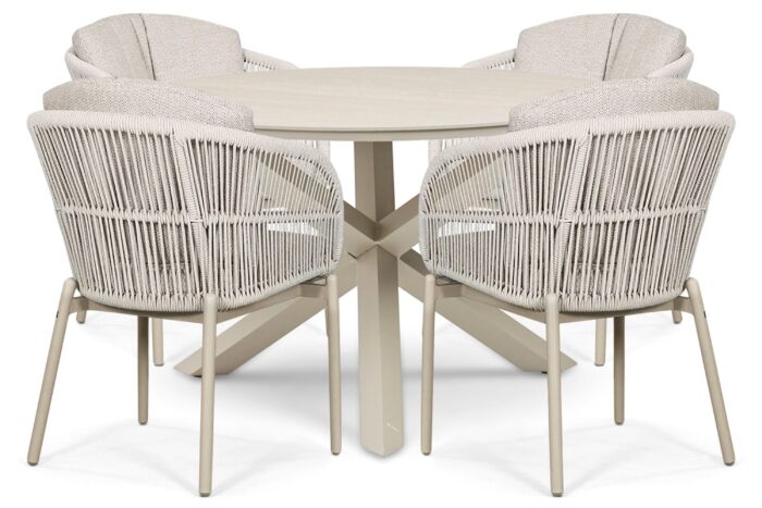 Lifestyle Garden Furniture Monaco/Xento 120 cm dining tuinset 5-delig – Zand/Beige