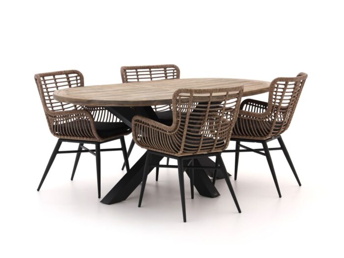 Intenso Furniture Asti/Rough-Y Ellips 200cm dining tuinset 5-delig – Grijs