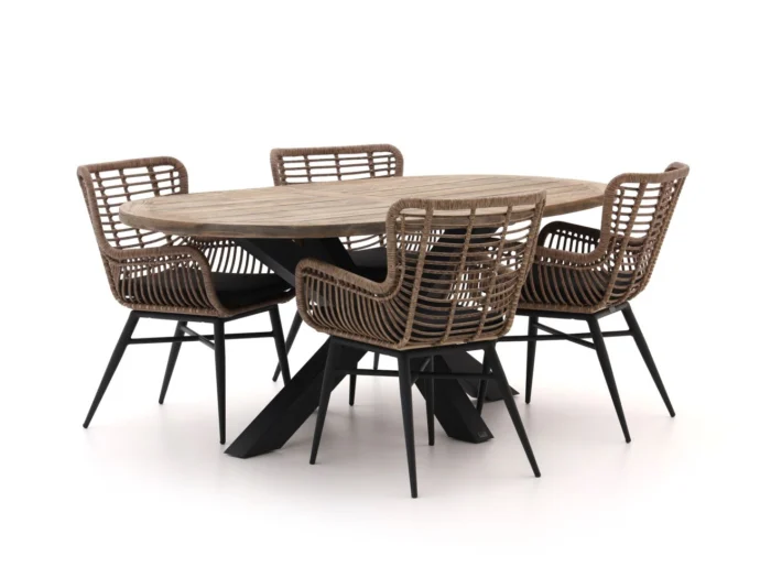 Intenso Furniture Asti/Rough-Y Ellips 200cm dining tuinset 5-delig - Grijs