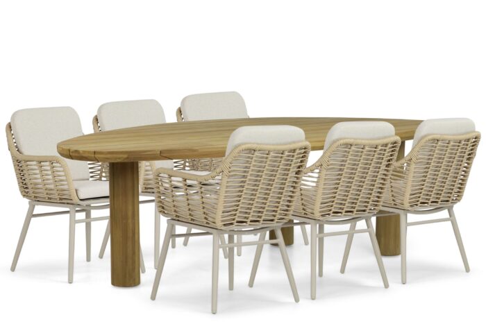 Coco Antoni/Leafline 240 cm dining tuinset 7-delig – Taupe-naturel-bruin