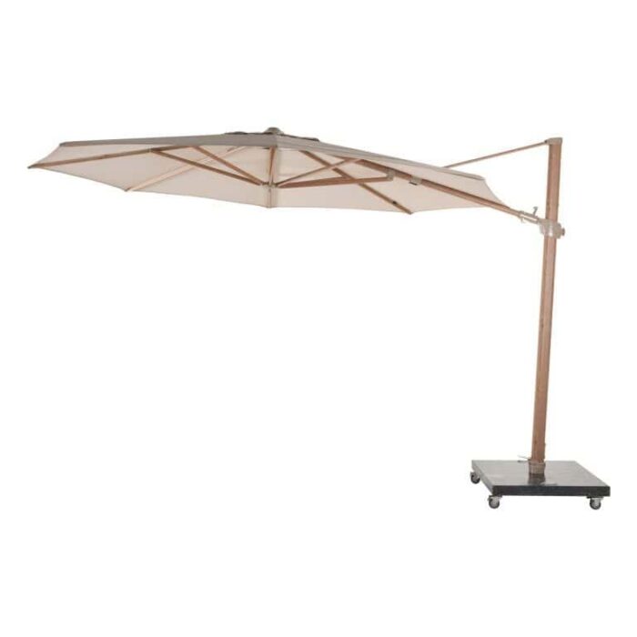 4so Parasol Siesta Premium 350 cm dia. zand met houtlook frame – beige