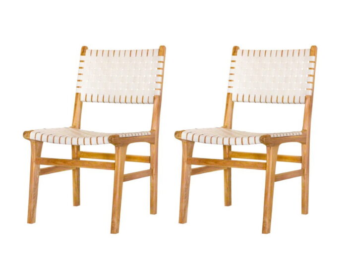 Tuindeco Teak tuinstoel Mataram (set van 2 stoelen) – hout