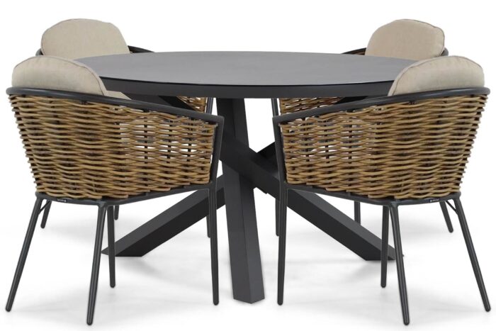Lifestyle Garden Furniture Nice/Livorno 125 cm dining tuinset 5-delig – Grijs-antraciet