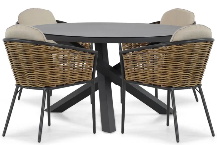 Lifestyle Garden Furniture Nice/Livorno 125 cm dining tuinset 5-delig - Grijs-antraciet