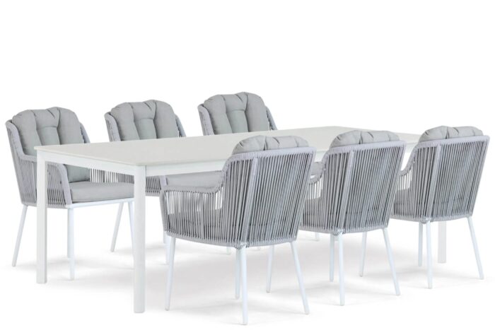 Santika Furniture Tendenza/Como 220 cm dining tuinset 7-delig – Wit