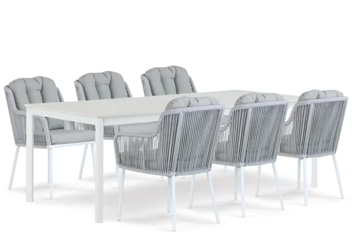 Santika Furniture Tendenza/Como 220 cm dining tuinset 7-delig - Wit