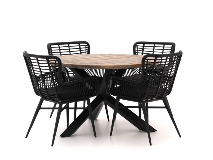 Intenso Furniture Asti/Rough-Y Ø120cm dining tuinset 5-delig – Grijs