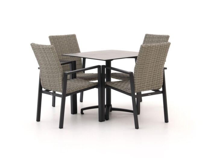 Manifesto Furniture Villongo/Canzo 80cm dining tuinset 5-delig stapelbaar inklapbaar – Grijs