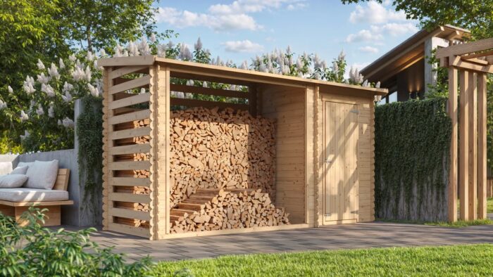 Houtberging haardhoutberging + tuinschuur 130x344x199cm