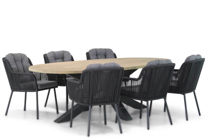 Santika Furniture Tendenza/Brookline 240 cm dining tuinset 7-delig – Grijs-antraciet