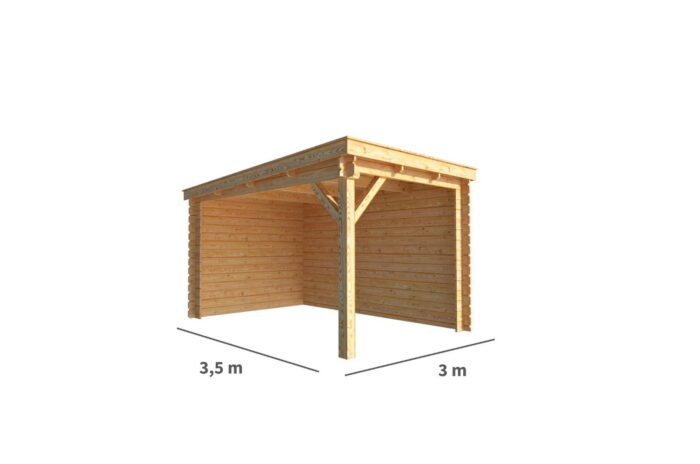 Warentuin collection Overkapping Els-Mira 300 cm bij 350 cm diep lessenaarsdak – bruin