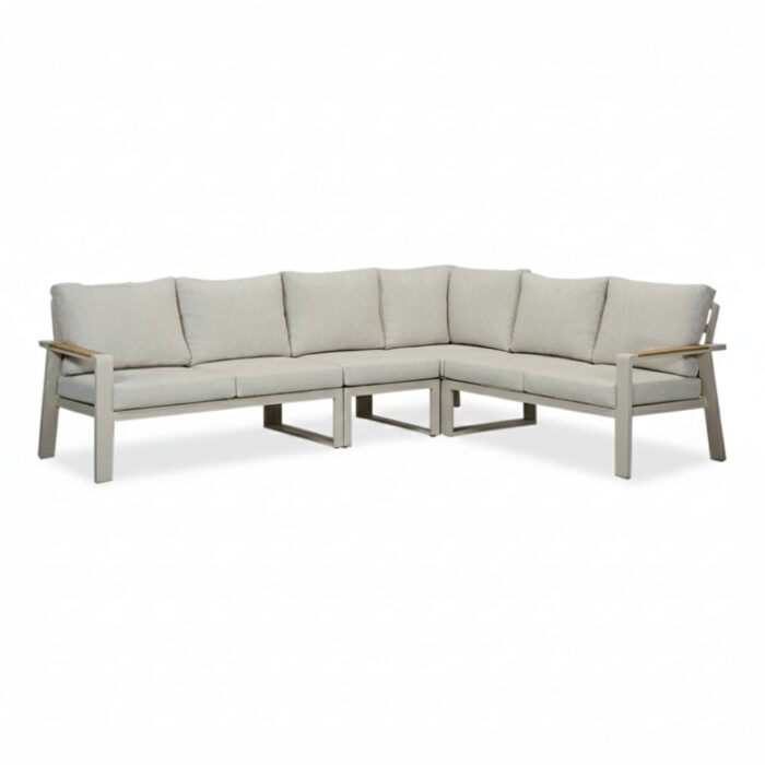 LUX outdoor living Lola hoek loungeset L-vorm 6 personen | aluminium + polywood | beige | 4-delig 288x220cm
