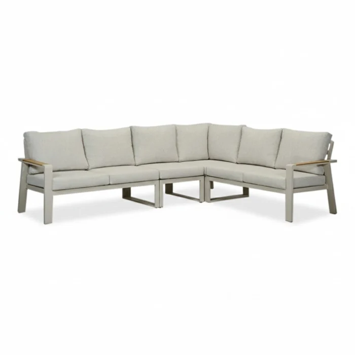LUX outdoor living Lola hoek loungeset L-vorm 6 personen | aluminium + polywood | beige | 4-delig 288x220cm