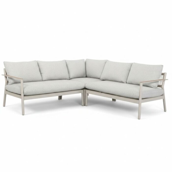 BUITEN living Florence hoek loungeset 5 personen | aluminium + touw | beige | 3-delig 216x216cm