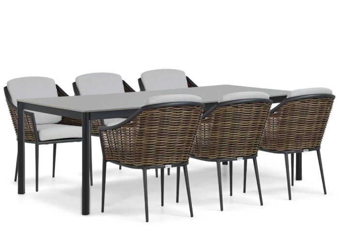 Coco Olivine/Como 220 cm dining tuinset 7-delig – Grijs-antraciet