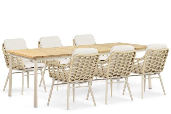 Coco Antoni/Milou 240 cm dining tuinset 7-delig – Taupe-naturel-bruin