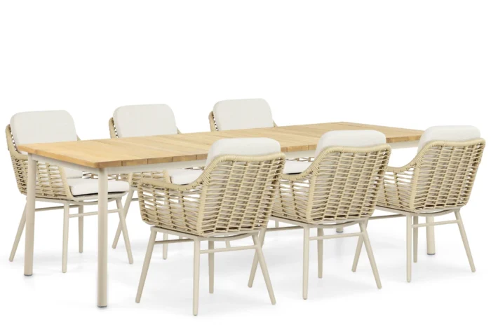 Coco Antoni/Milou 240 cm dining tuinset 7-delig - Taupe-naturel-bruin
