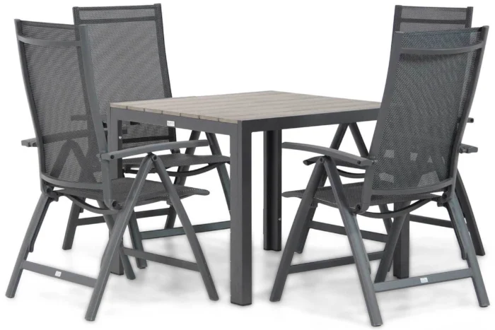 Presto Donato/Young 92 cm dining tuinset 5-delig - Grijs-antraciet