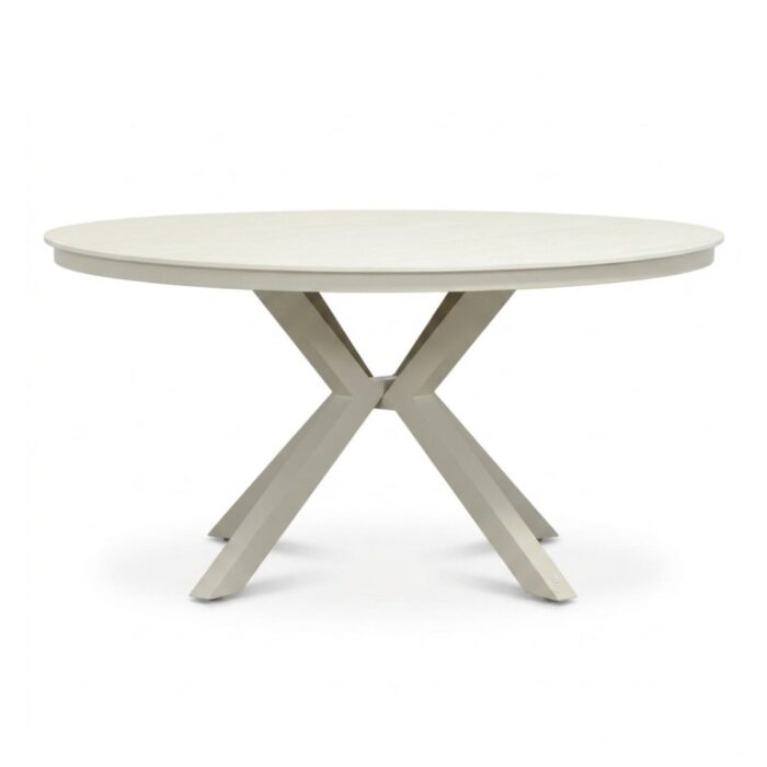 LUX outdoor living Cuba dining tuintafel 5 personen | sintered stone + aluminium | beige | 144cm rond