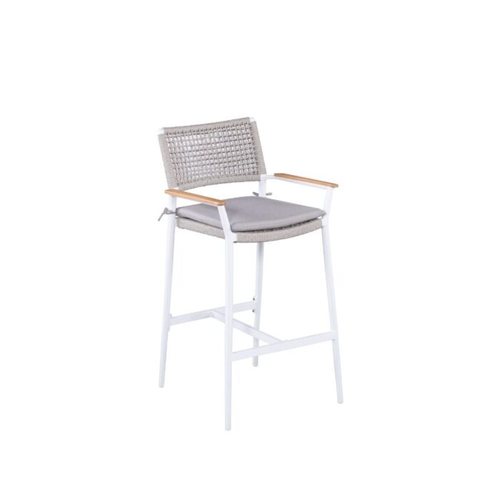 LUX outdoor living Sandro dining barstoel | touw + aluminium | wit