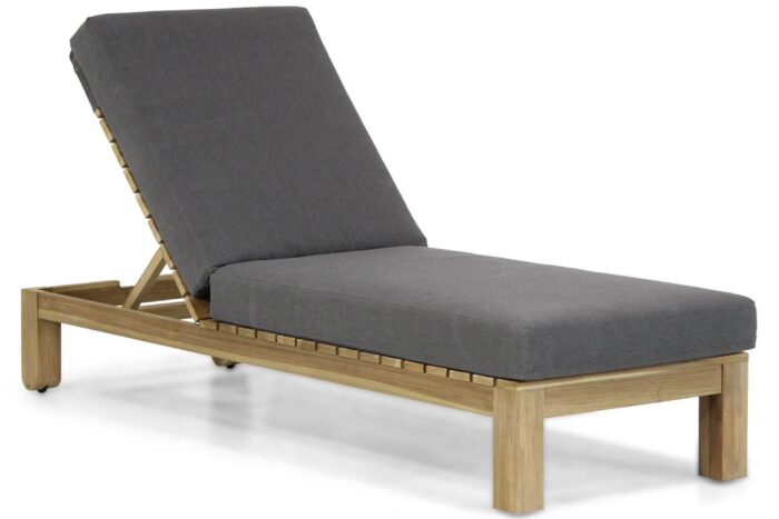 Santika Furniture Arlington lounger met antraciet kussen – Old teak greywash