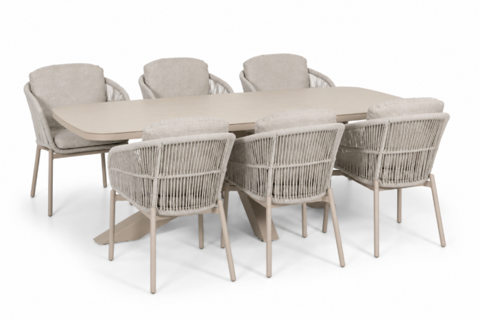 Lifestyle Garden Furniture Monaco/Belluno 220×100 cm dining tuinset 7-delig – Zand/Beige