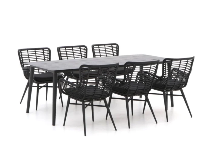 Intenso Furniture Asti/Sora 220cm dining tuinset 7-delig - Zwart
