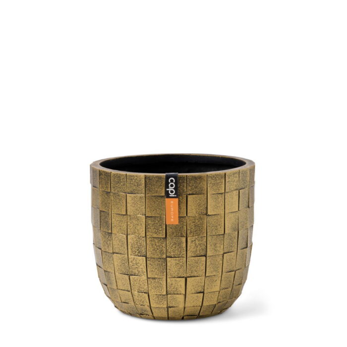 Capi europe Pot bol Blocks 17×15 zwart goud bloempot